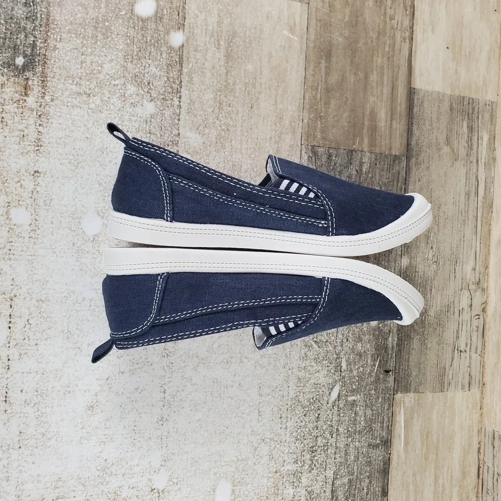Jellypop Carlin Kids Shoes Sz 12 M Navy White Slip On Elastic Gore Sneakers